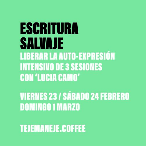 Taller Intensivo:<br/>LIBERAR LA AUTO-EXPRESIÓN<br/>3 sesiones de 'Escritura Salvaje' con Lucía Camo